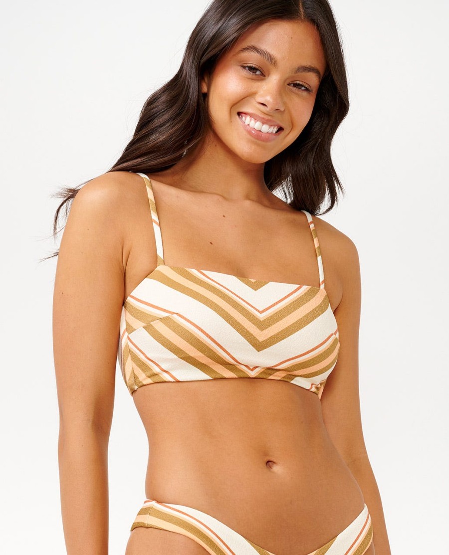 catalina stripe bandeau top de biquíni