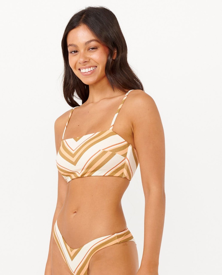 catalina stripe bandeau top de biquíni