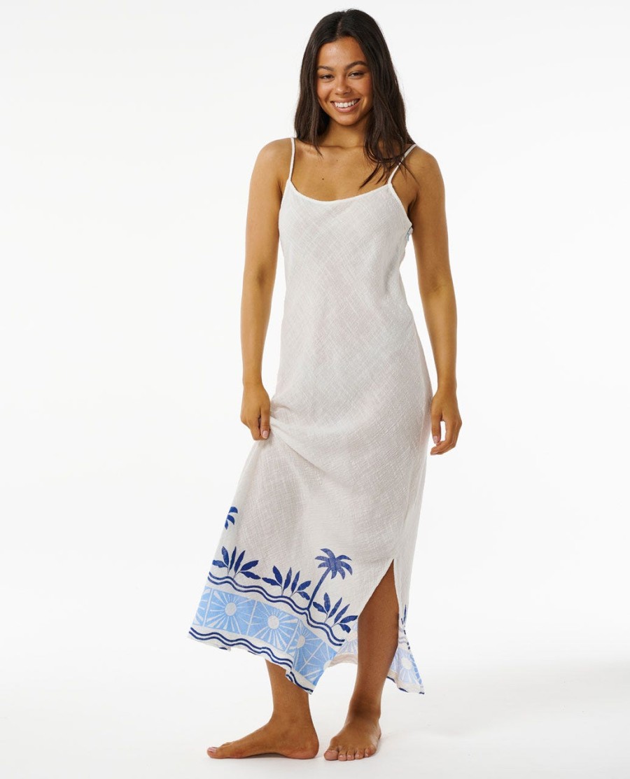 santorini sun impresso vestido maxi