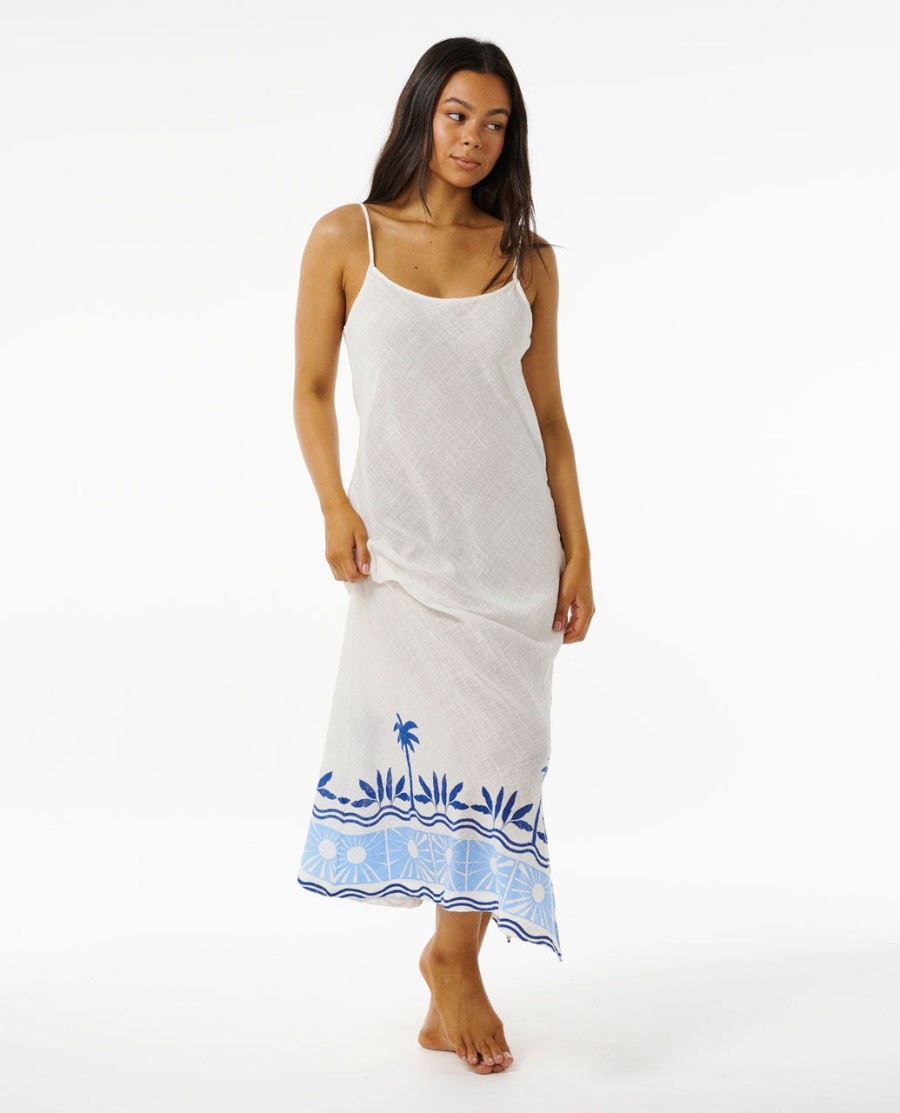 santorini sun impresso vestido maxi