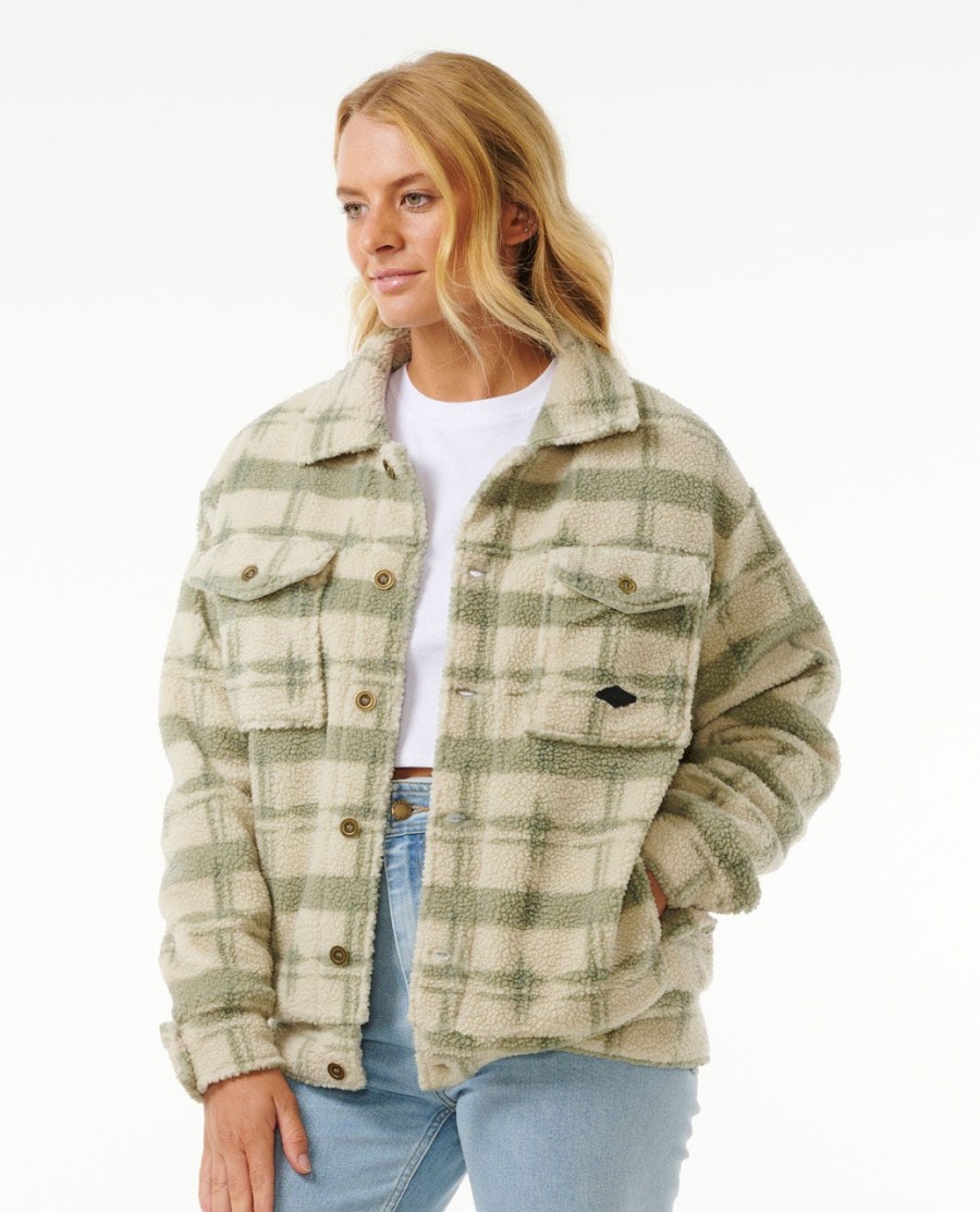 sunrise sessão sherpa alinhado botão up jacket