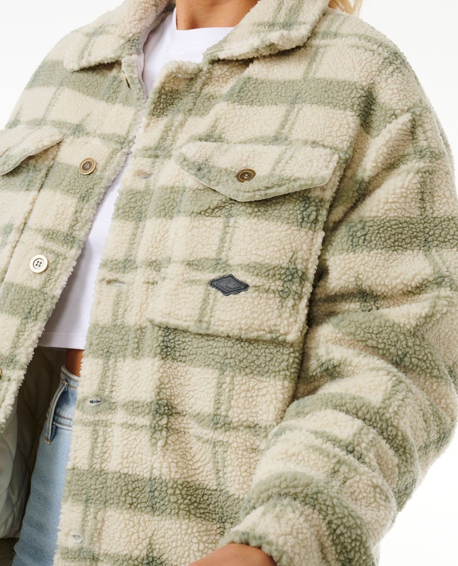 sunrise sessão sherpa alinhado botão up jacket