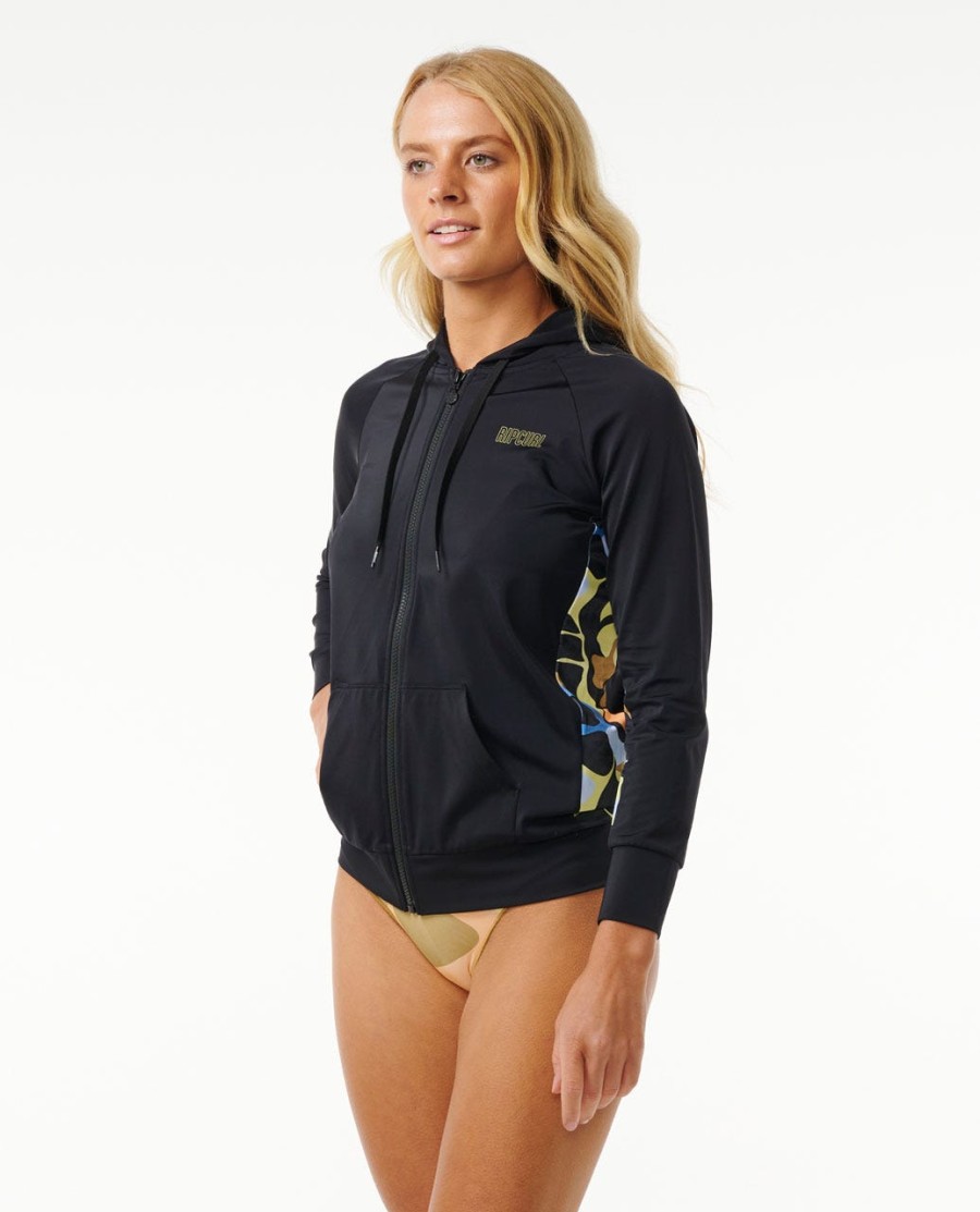 alta maré uv zip através manga longa rash vest