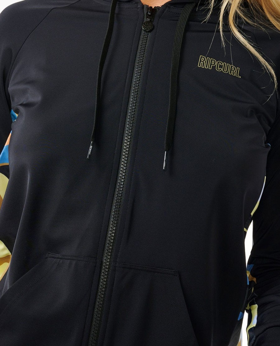 alta maré uv zip através manga longa rash vest