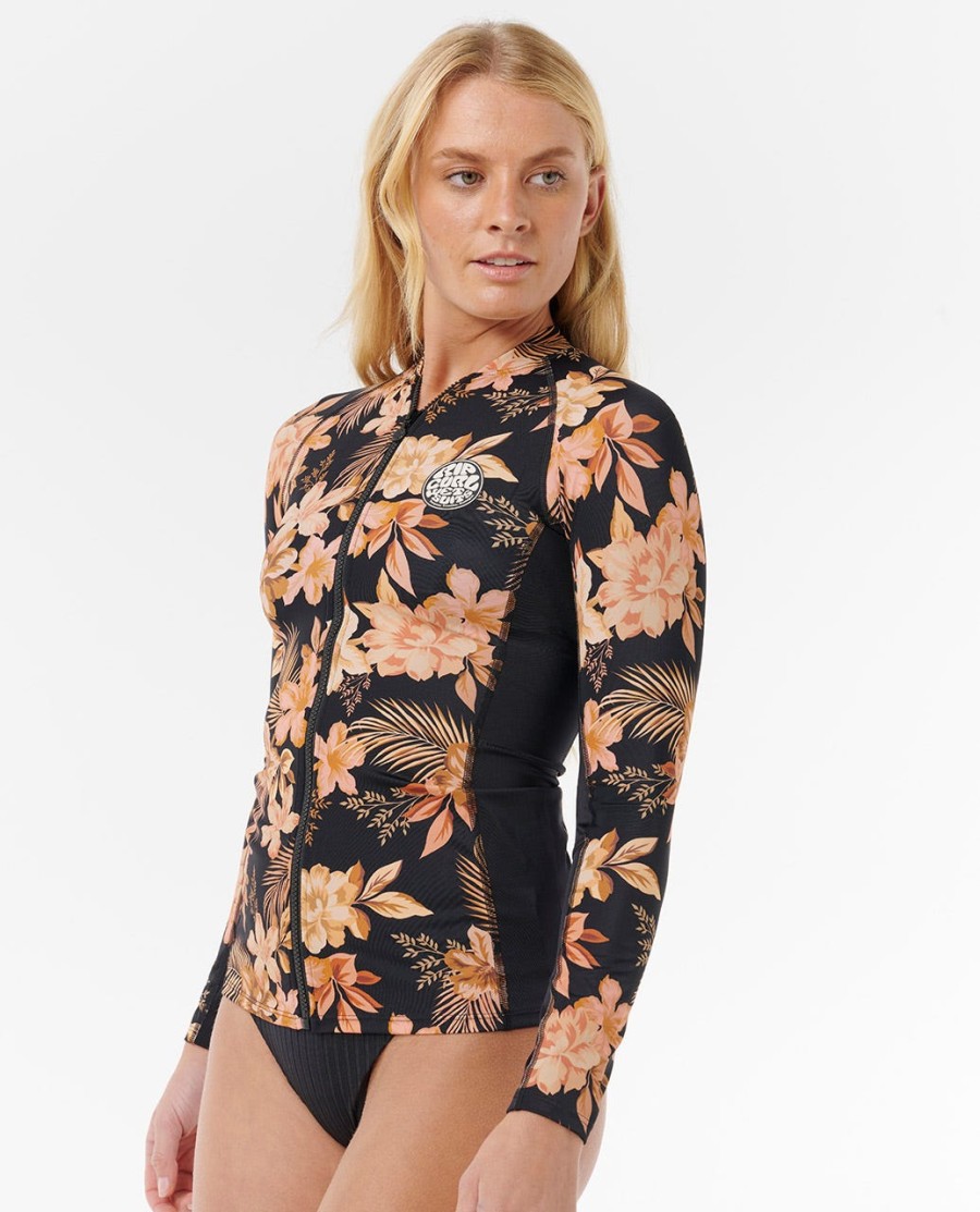 desert dreams manga comprida zip através rash guard