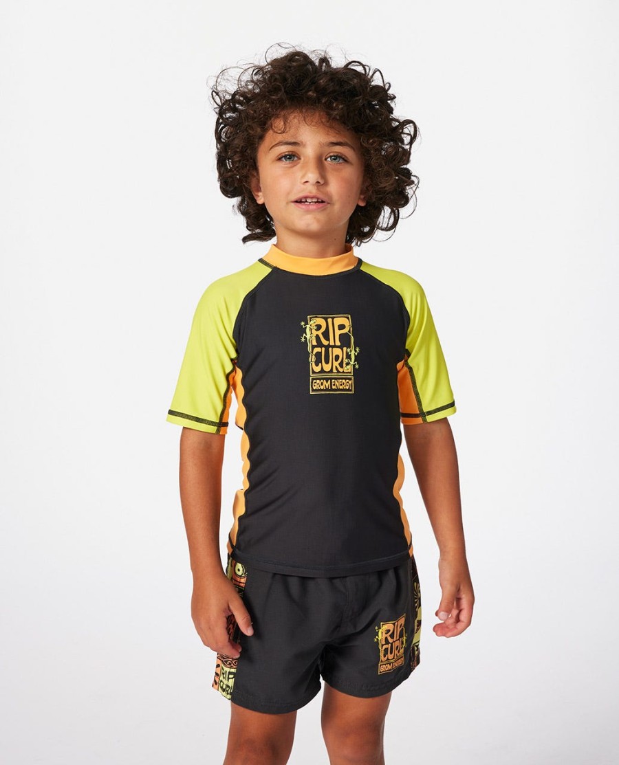 grom energy upf manga curta sun protection rash vest-rapaz 2-8 anos