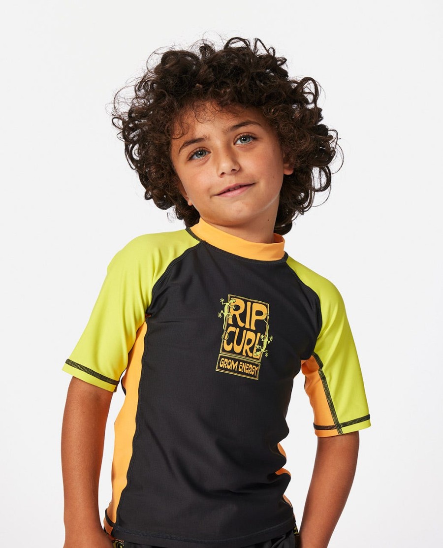 grom energy upf manga curta sun protection rash vest-rapaz 2-8 anos