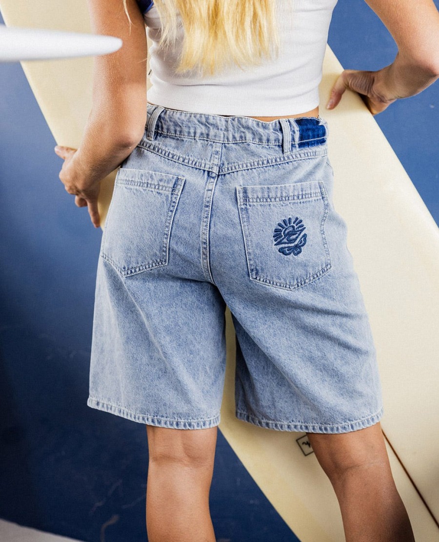 las dalias relaxado denim short