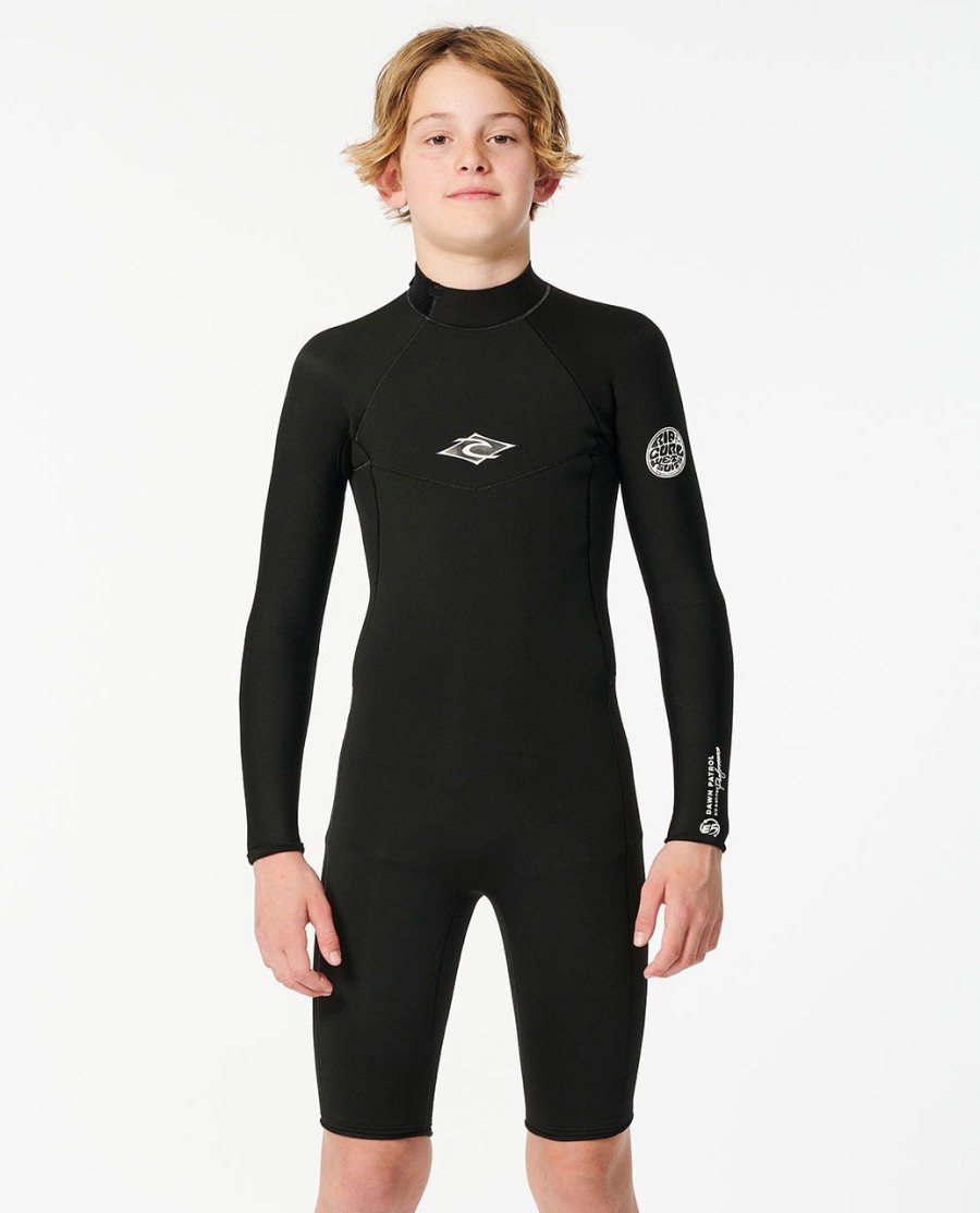 meninos amanhecer patrol manga longa 2mm voltar zip perna curta traje