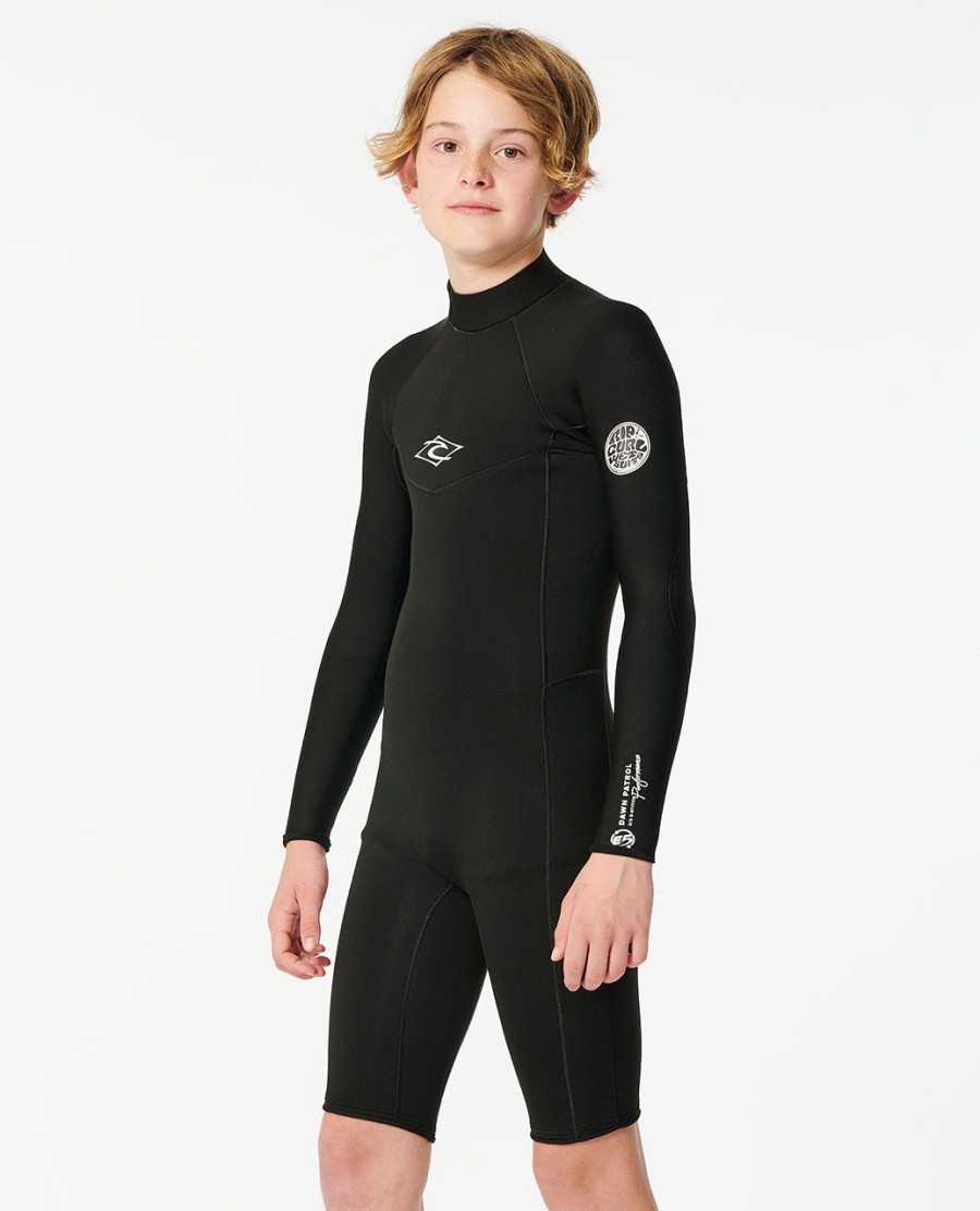 meninos amanhecer patrol manga longa 2mm voltar zip perna curta traje