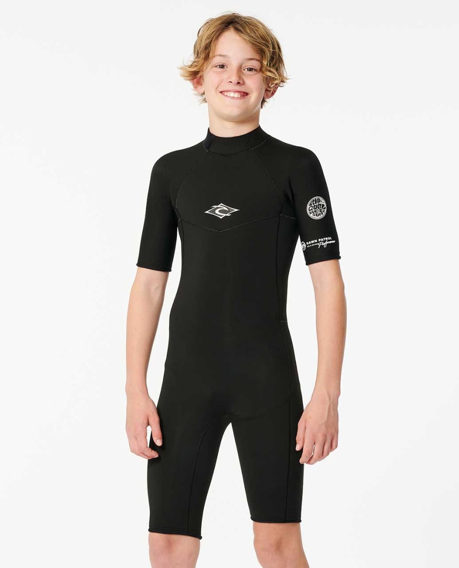 meninos amanhecer patrol manga curta 2mm back zip springsuit