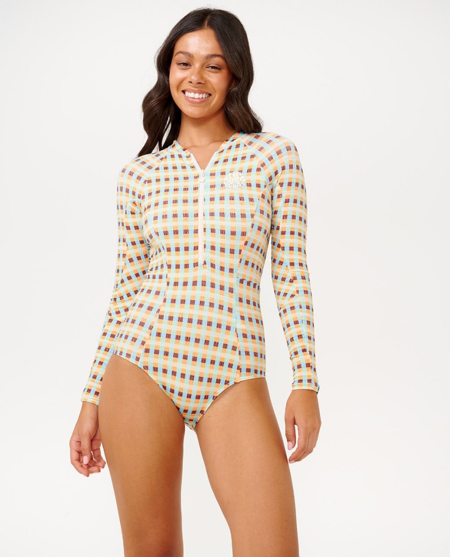 lottie check manga longa upf surf suit
