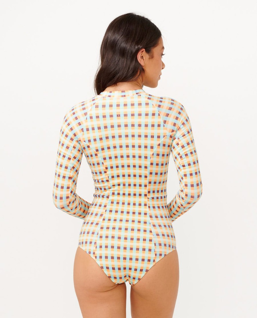 lottie check manga longa upf surf suit