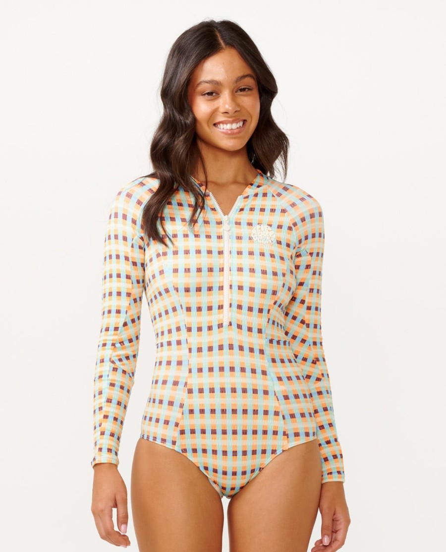 lottie check manga longa upf surf suit