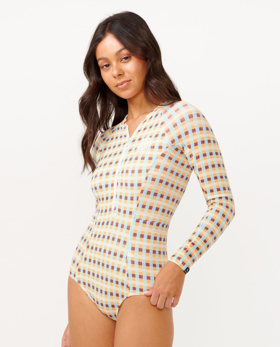lottie check manga longa upf surf suit