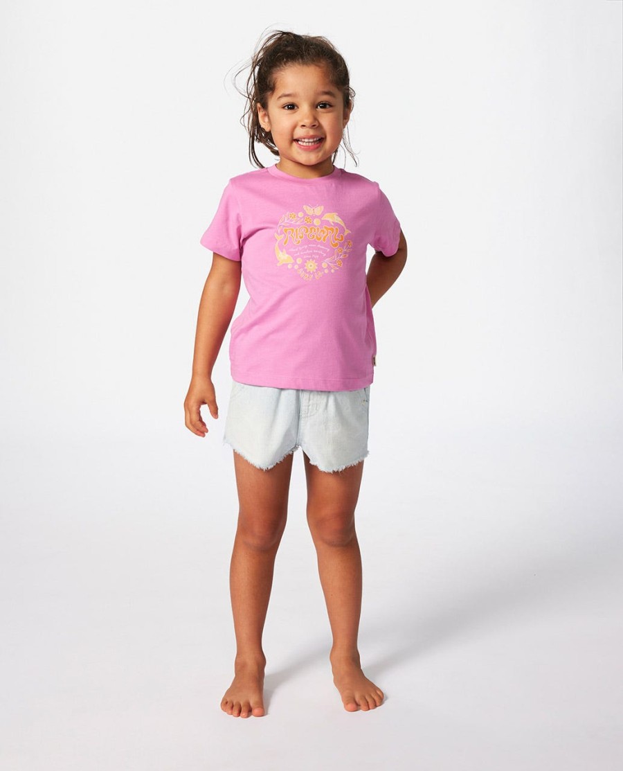 rainbow logo tee-menina 1-8 anos